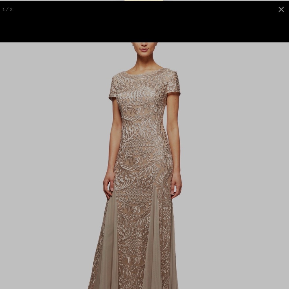 Alex Evenings Elegant Beige Embroidered Evening Gown 
Discontinued